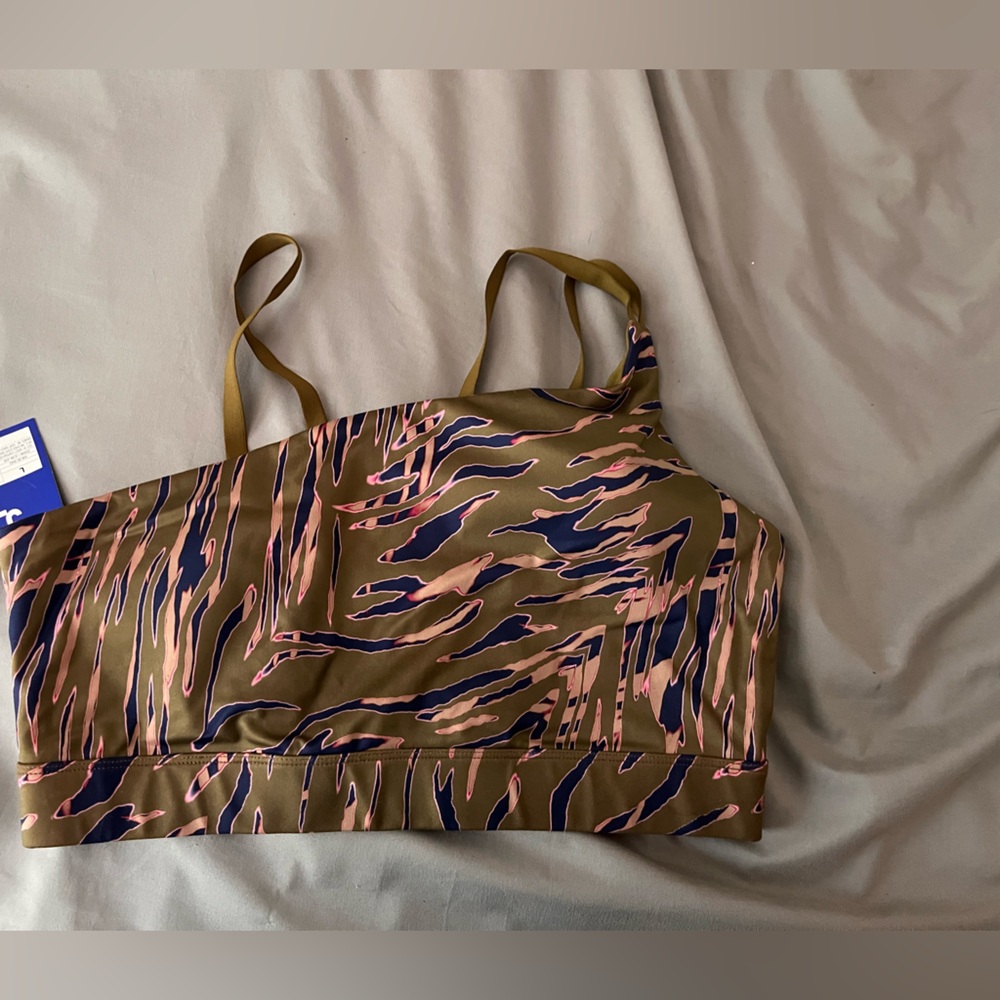 JoyLab Abstract Pink and Olive Green Sports Bra